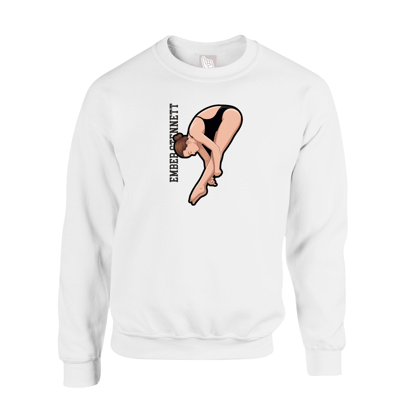 Fleece Crew — Name Vertical in White