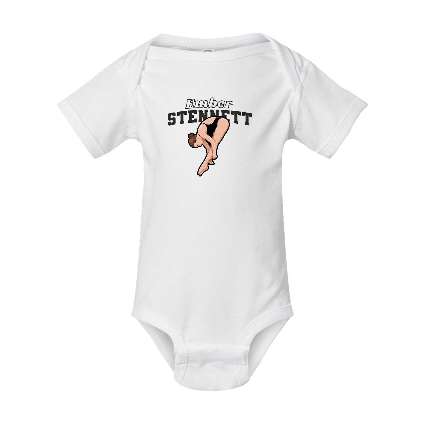 Baby Onesie — Name Arch in White