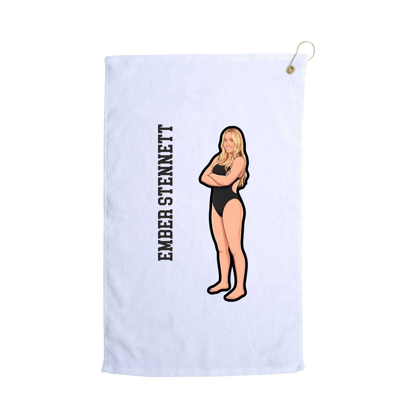 Golf Towel — Name Vertical in White