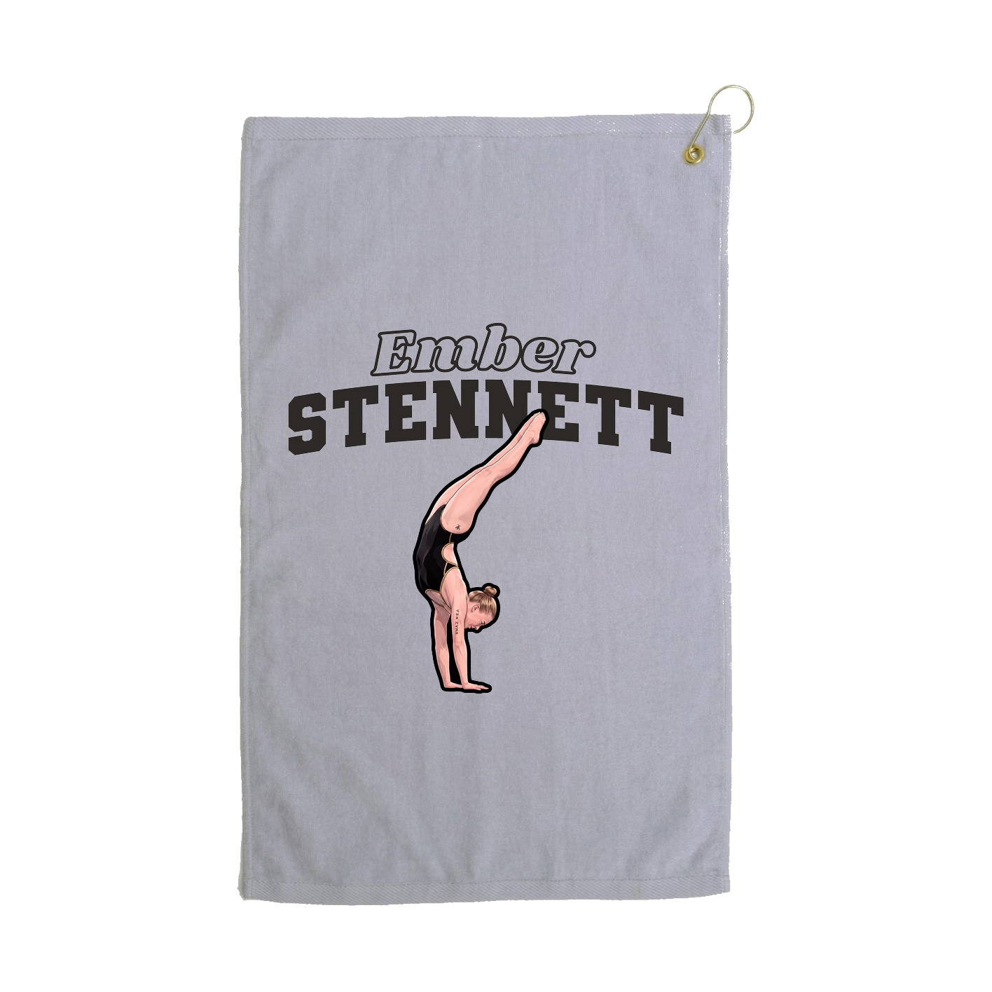 Golf Towel — Name Arch in Grey