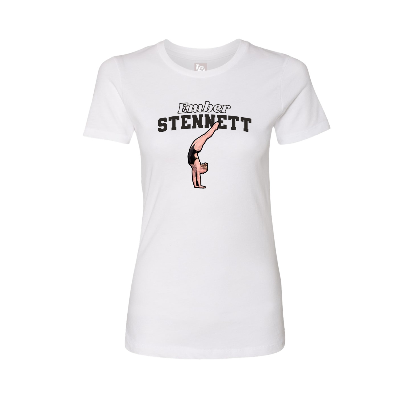 Fitted Women's Tee — Name Arch in White