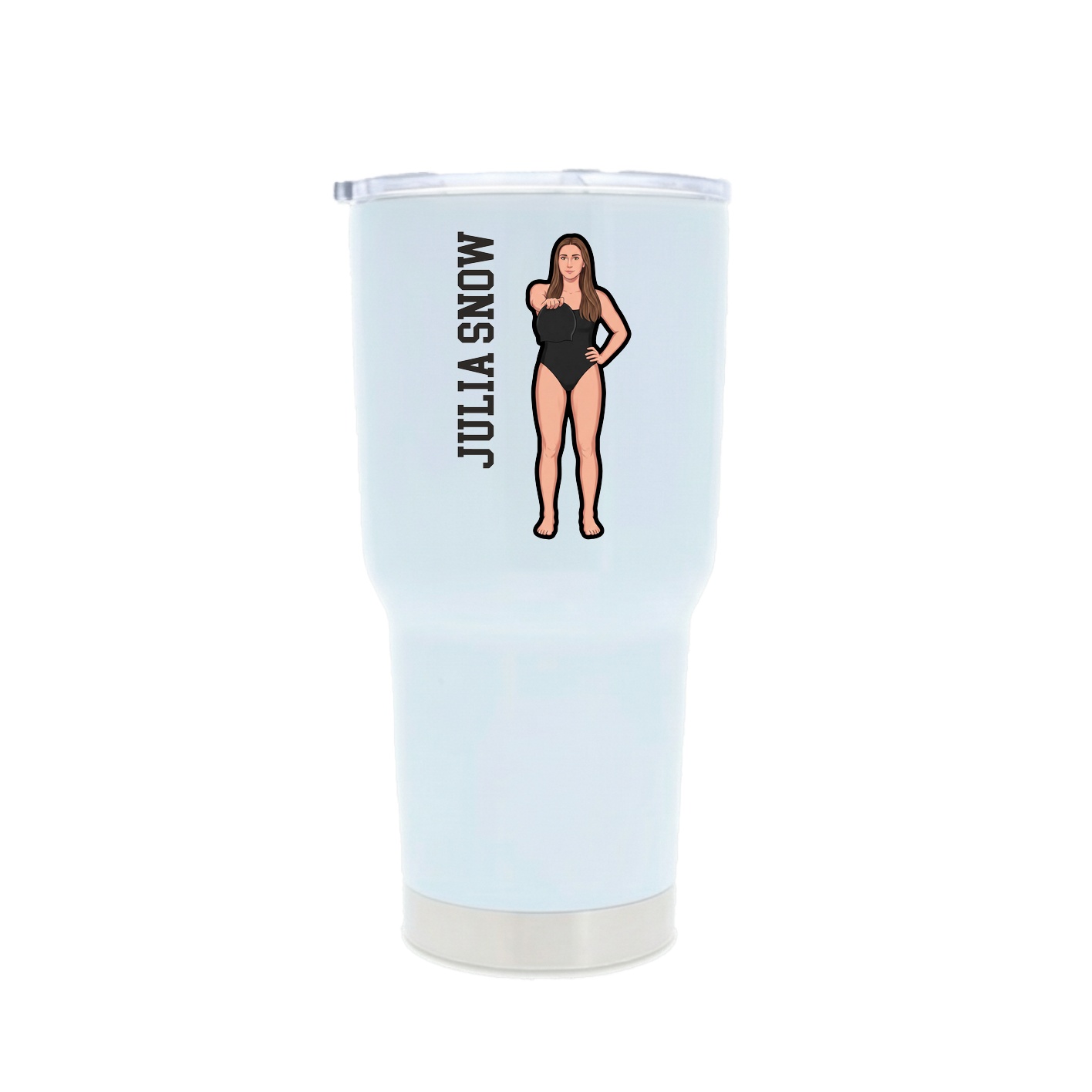 30oz Stainless Steel Tumbler — Name Vertical in White