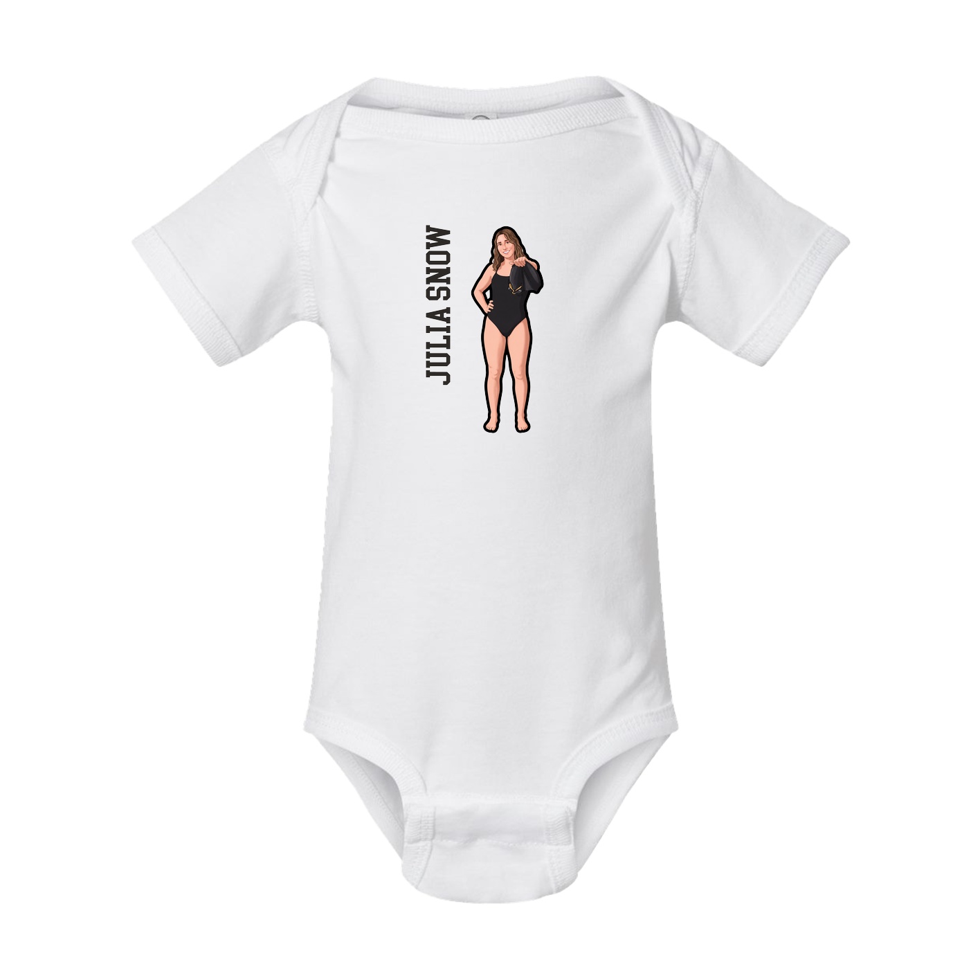 Baby Onesie — Name Vertical in White