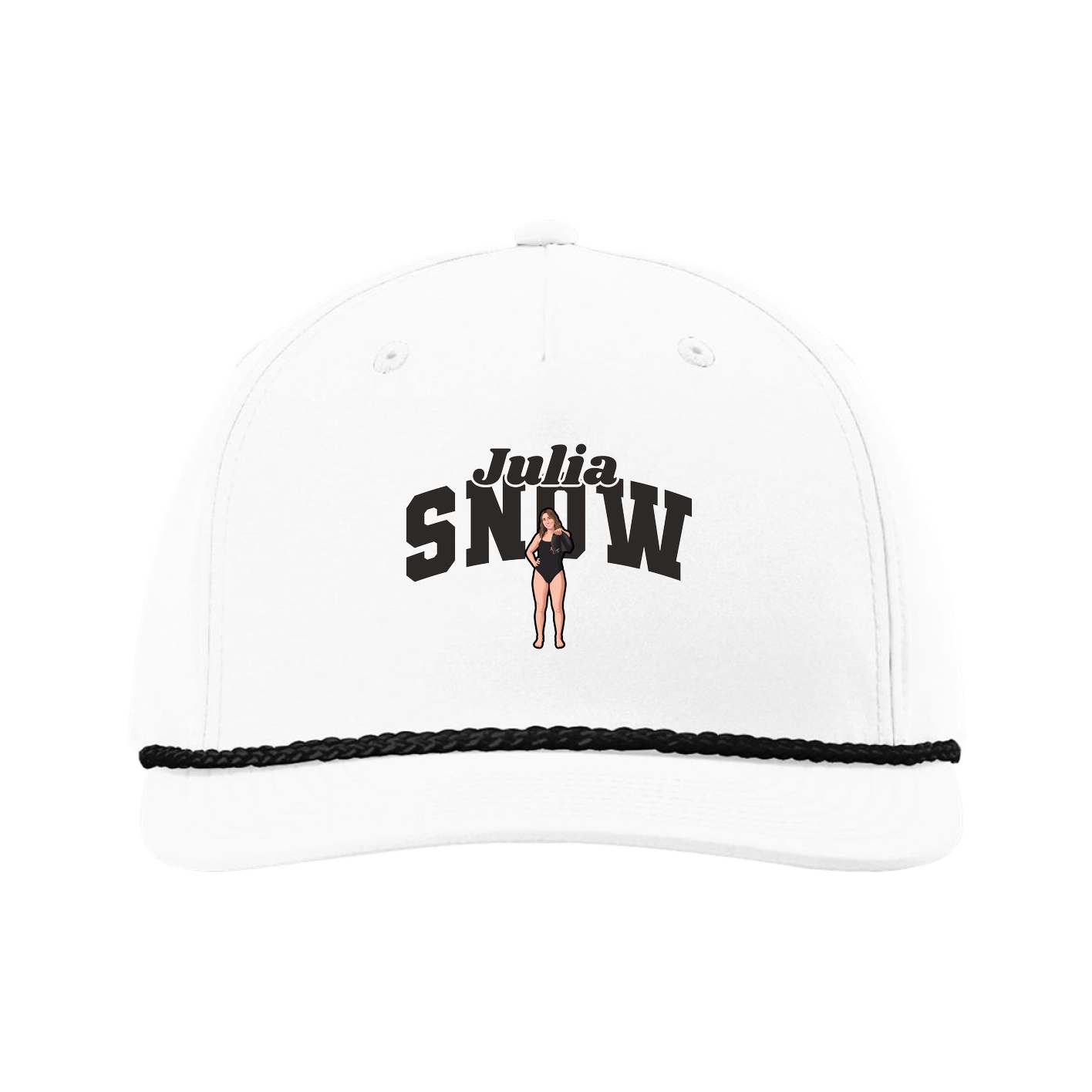 Five-Panel Classic Rope Cap — Signature Arch in White