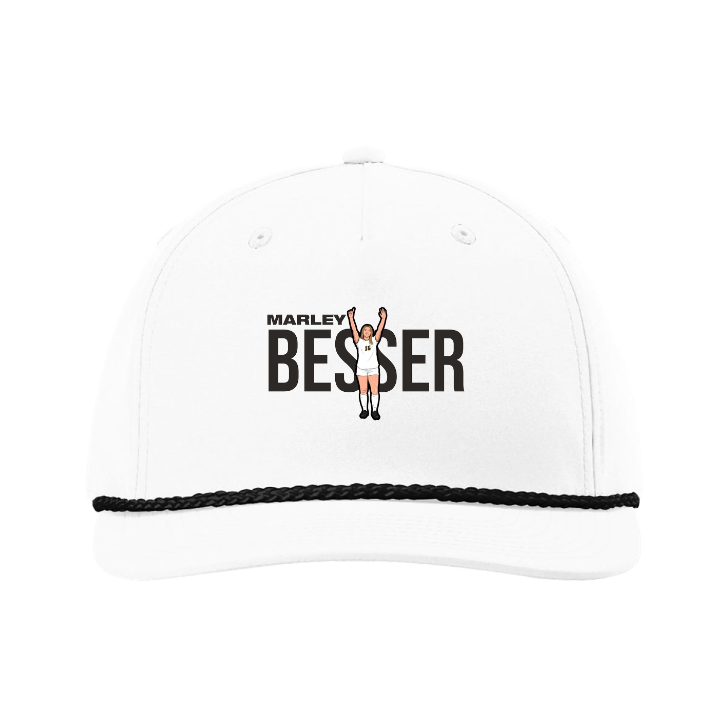 Five-Panel Classic Rope Cap — Player Name in White