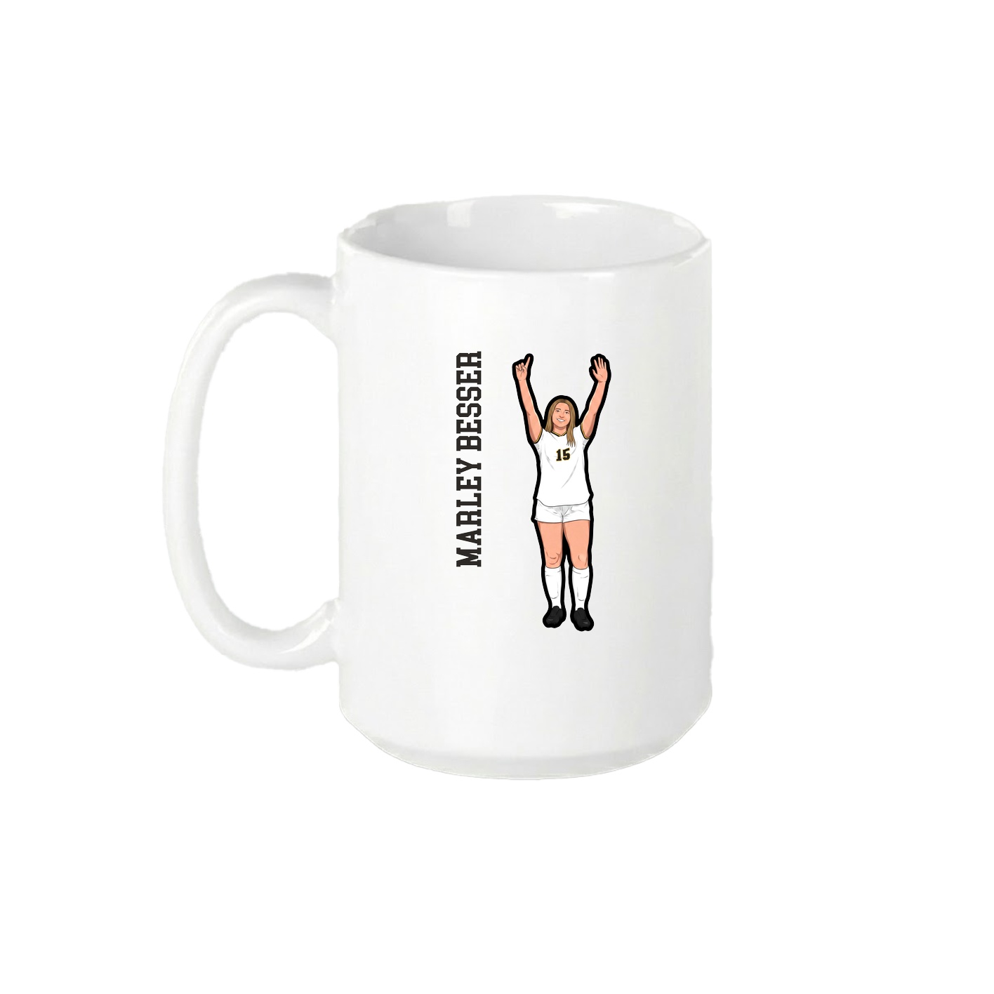 15oz Coffee Mug — Name Vertical in White