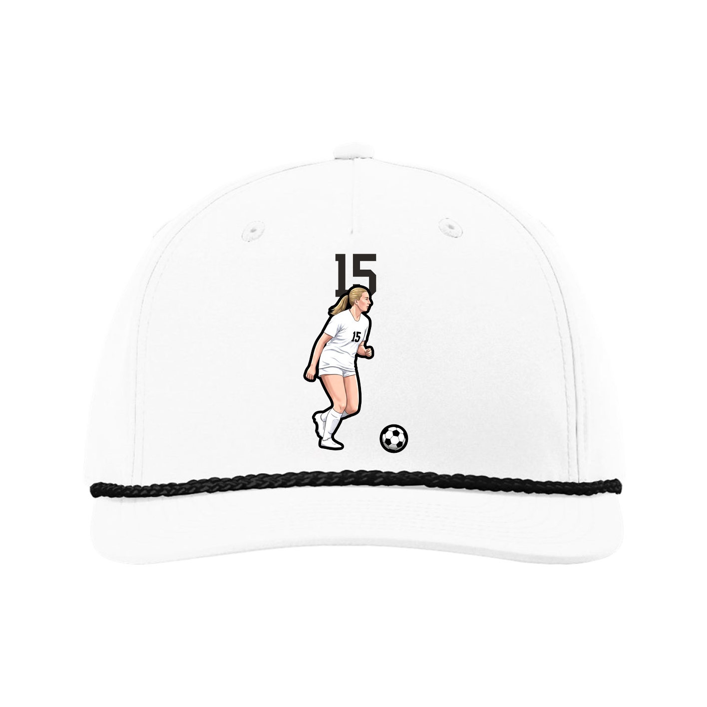 Five-Panel Classic Rope Cap — Number Top in White