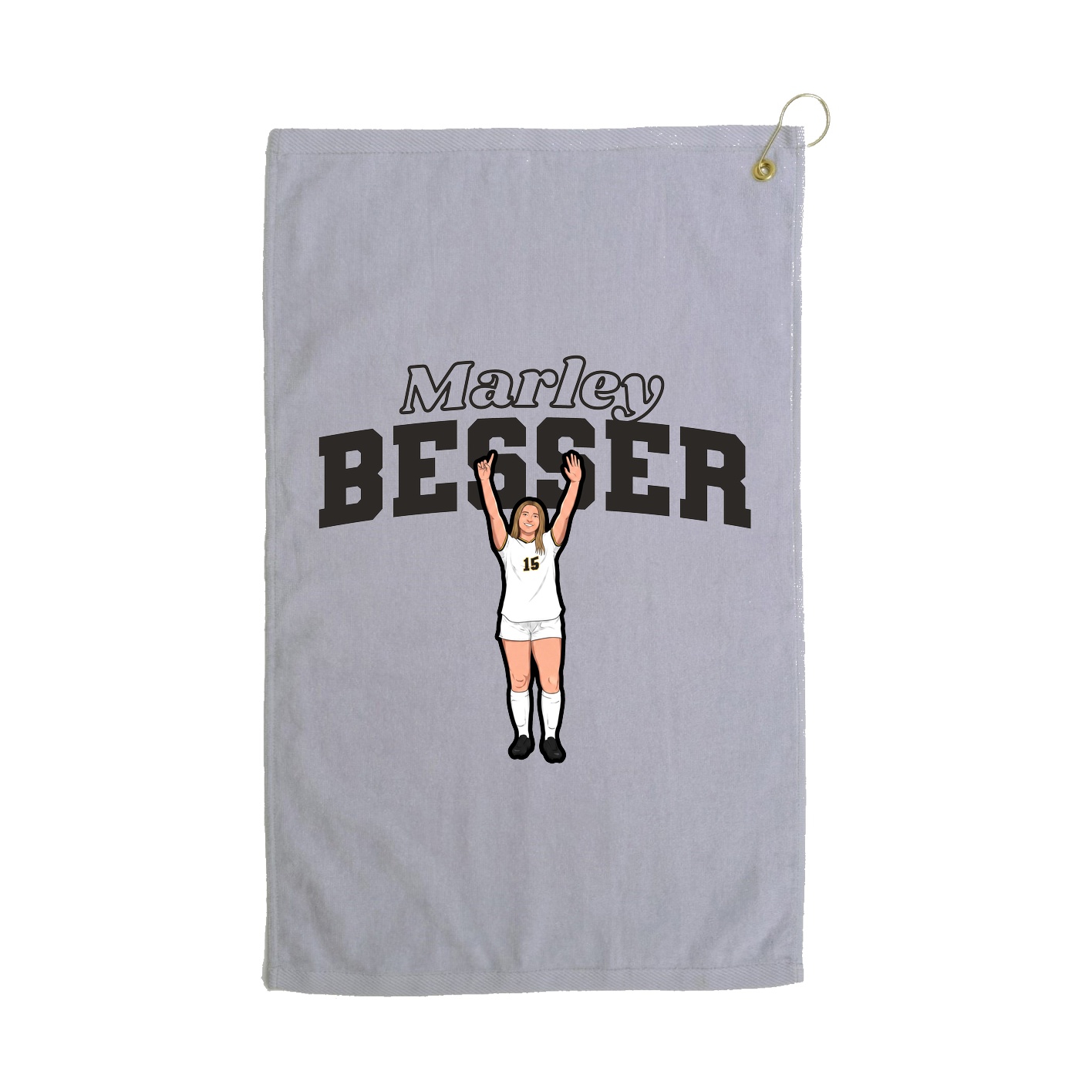 Golf Towel — Name Arch in Grey