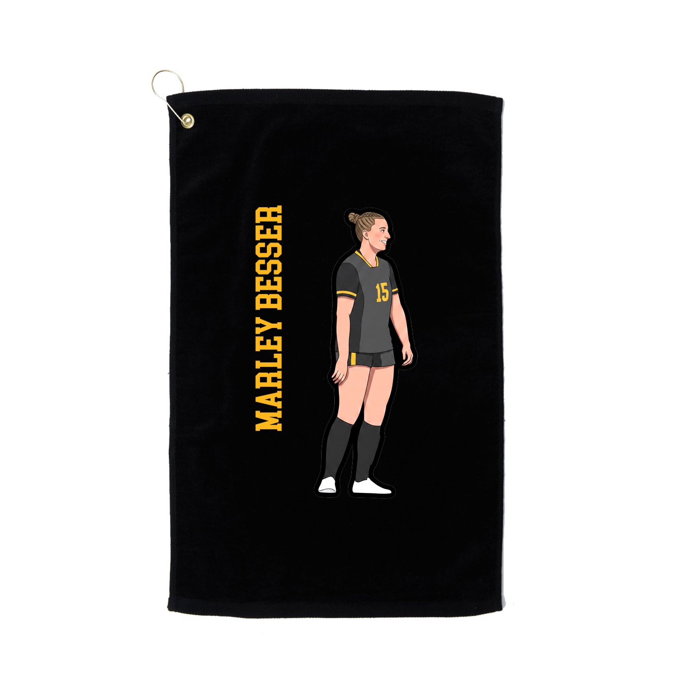 Golf Towel — Name Vertical in Black