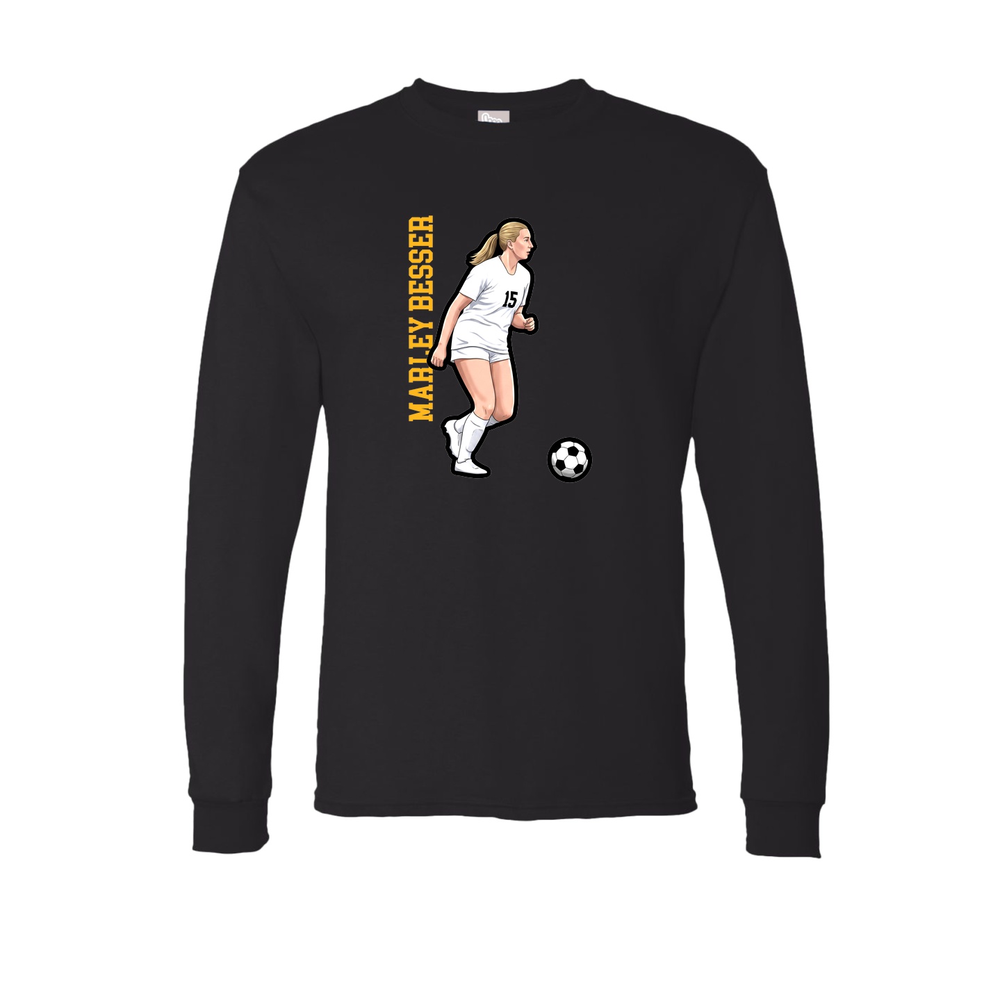 Long Sleeve Tee — Name Vertical in Black