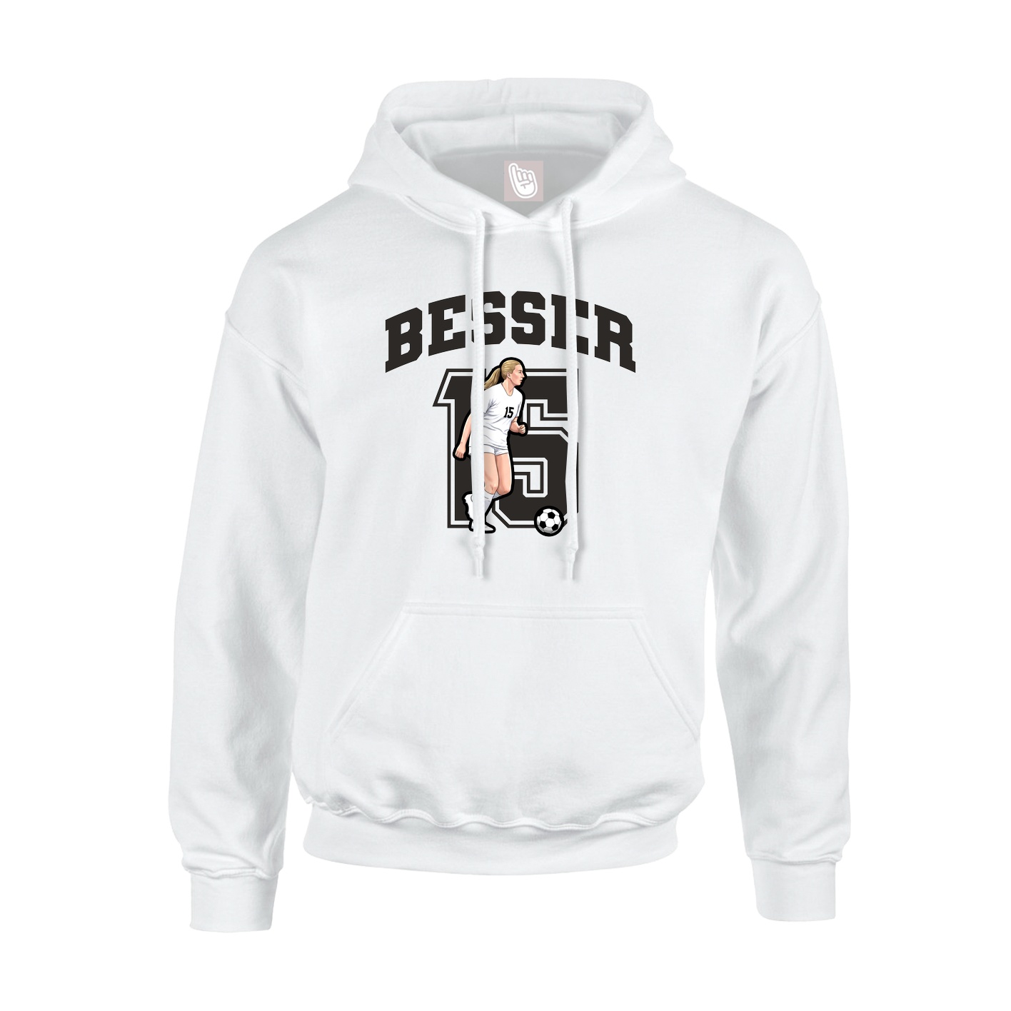 Youth Hoodie — Number in White