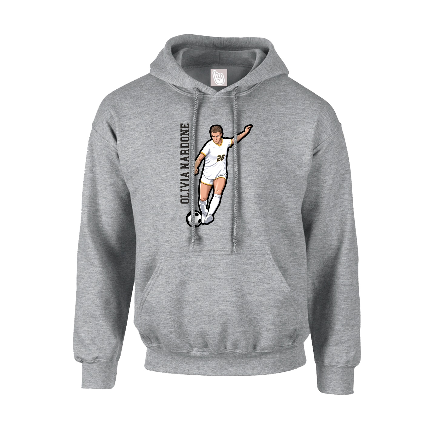 Hoodie — Name Vertical in Grey