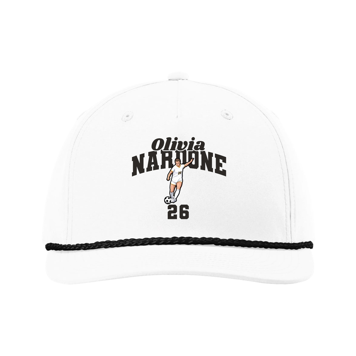 Five-Panel Classic Rope Cap — Signature Arch in White