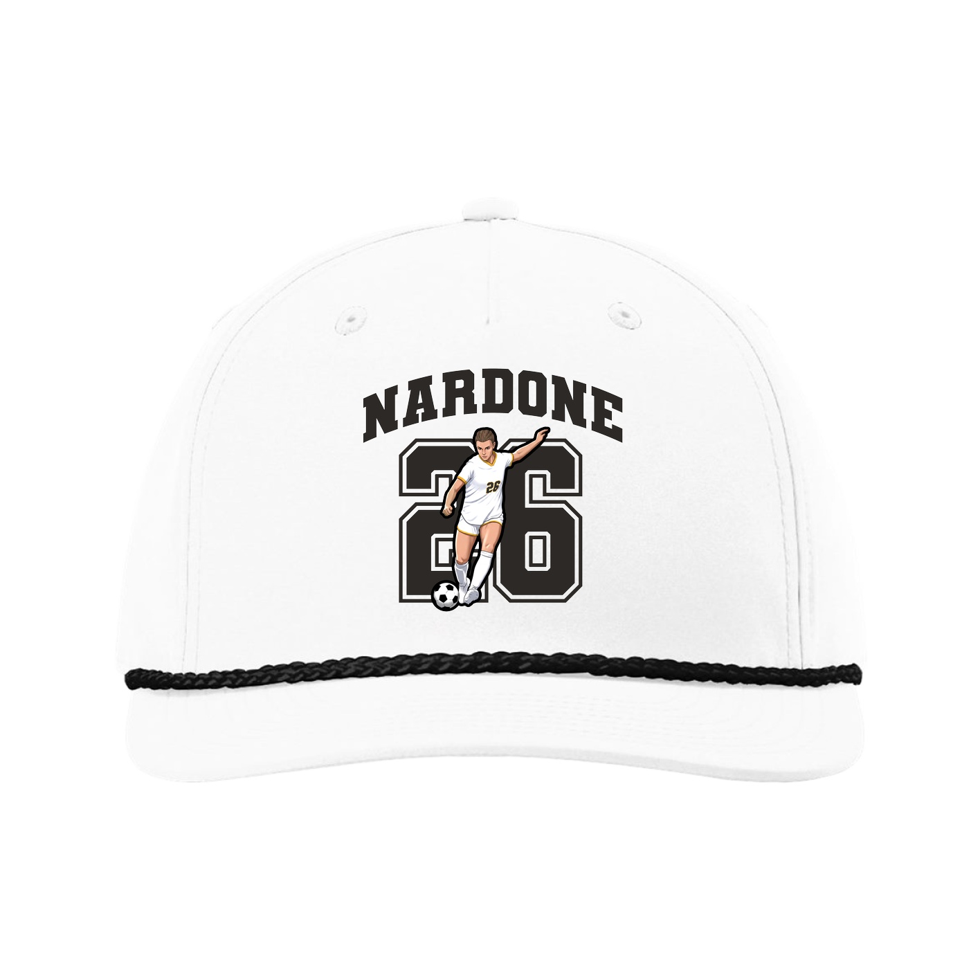 Five-Panel Classic Rope Cap — Number in White