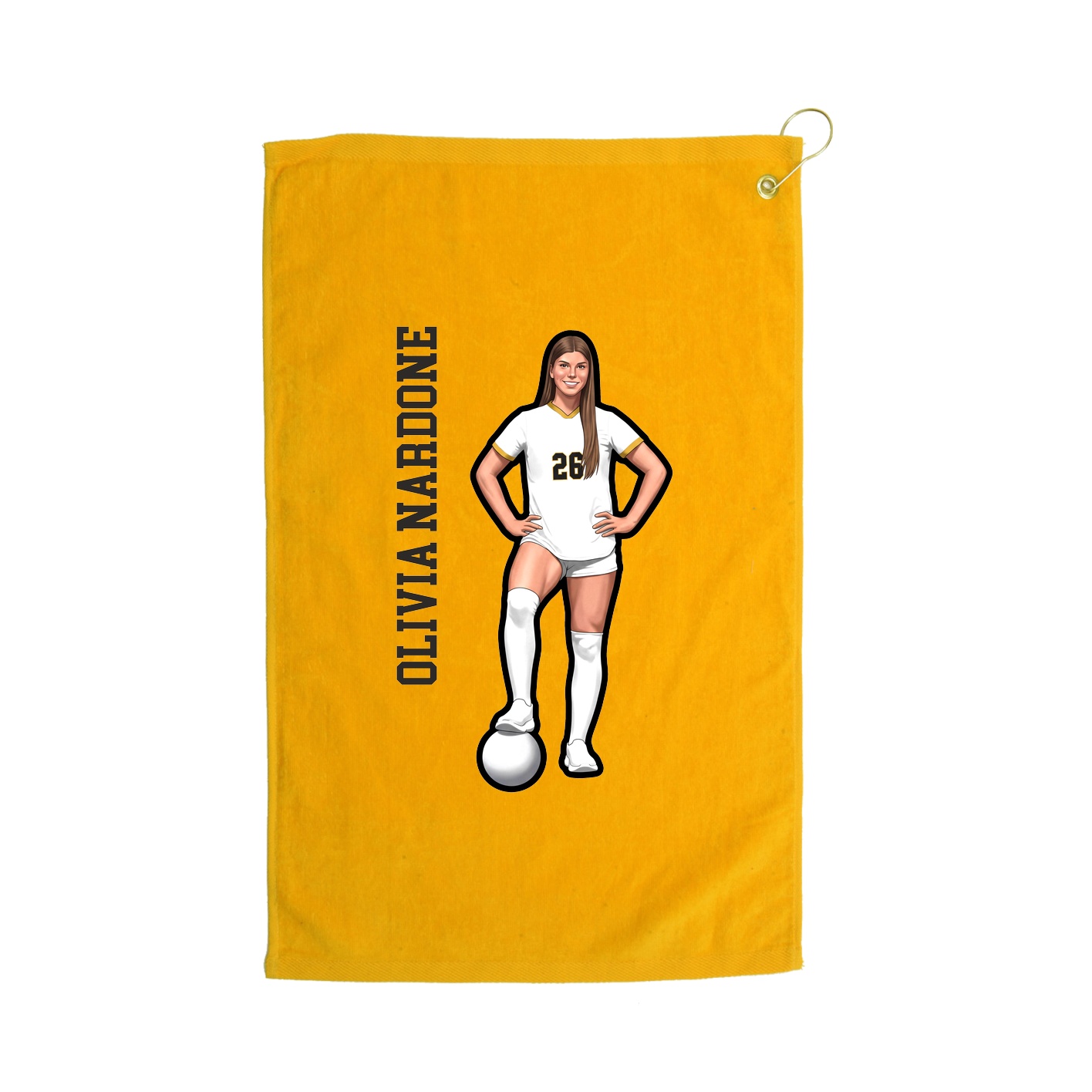 Golf Towel — Name Vertical in Gold