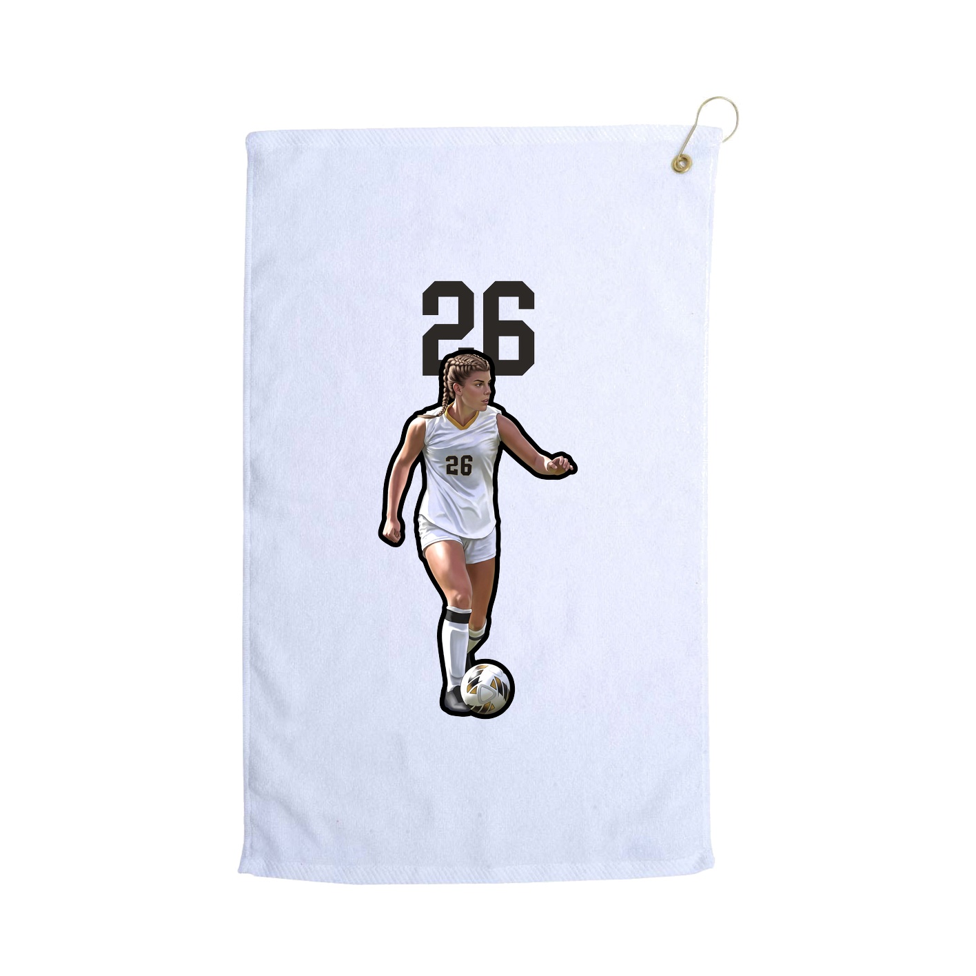 Golf Towel — Number Top in White
