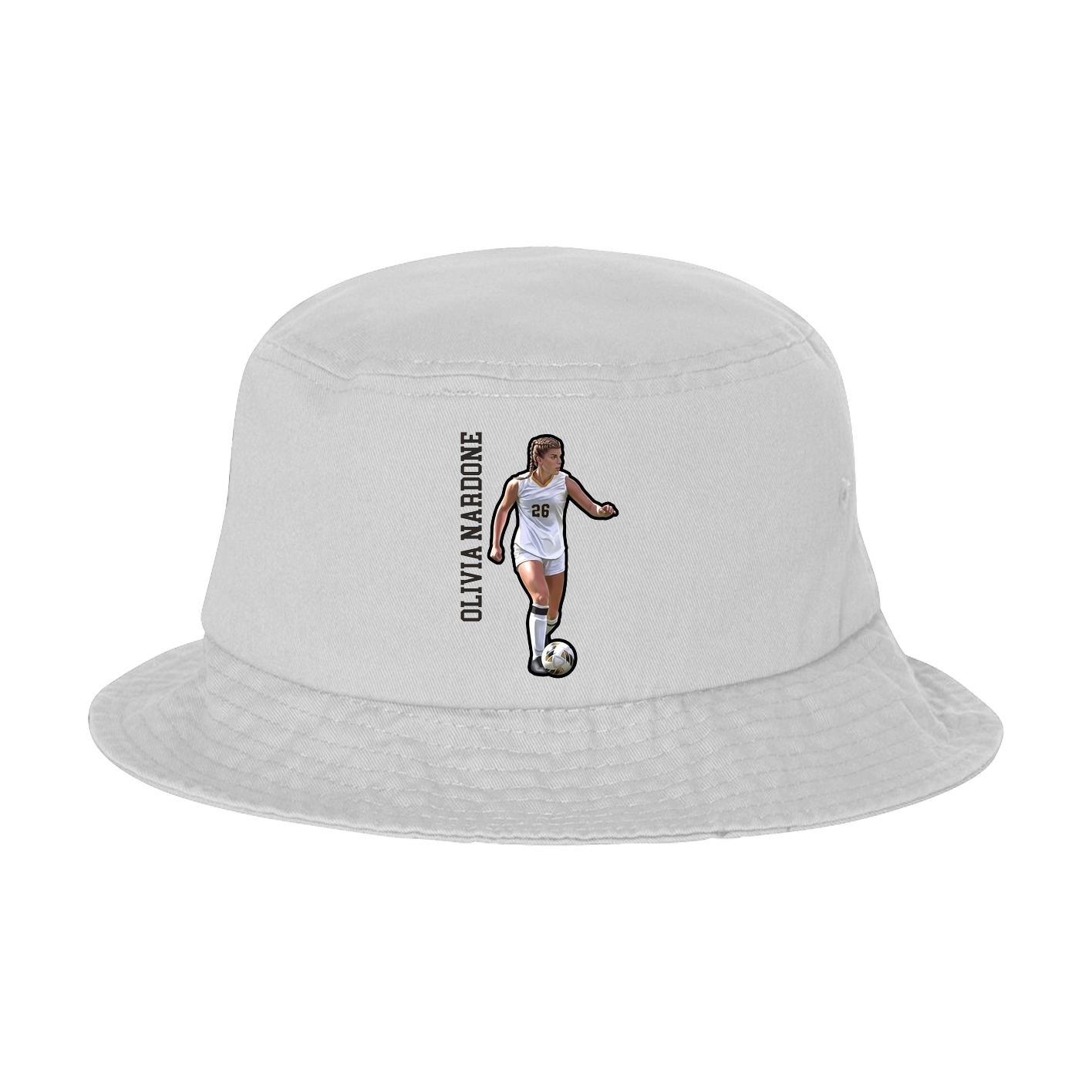 Bucket Cap — Name Vertical in White