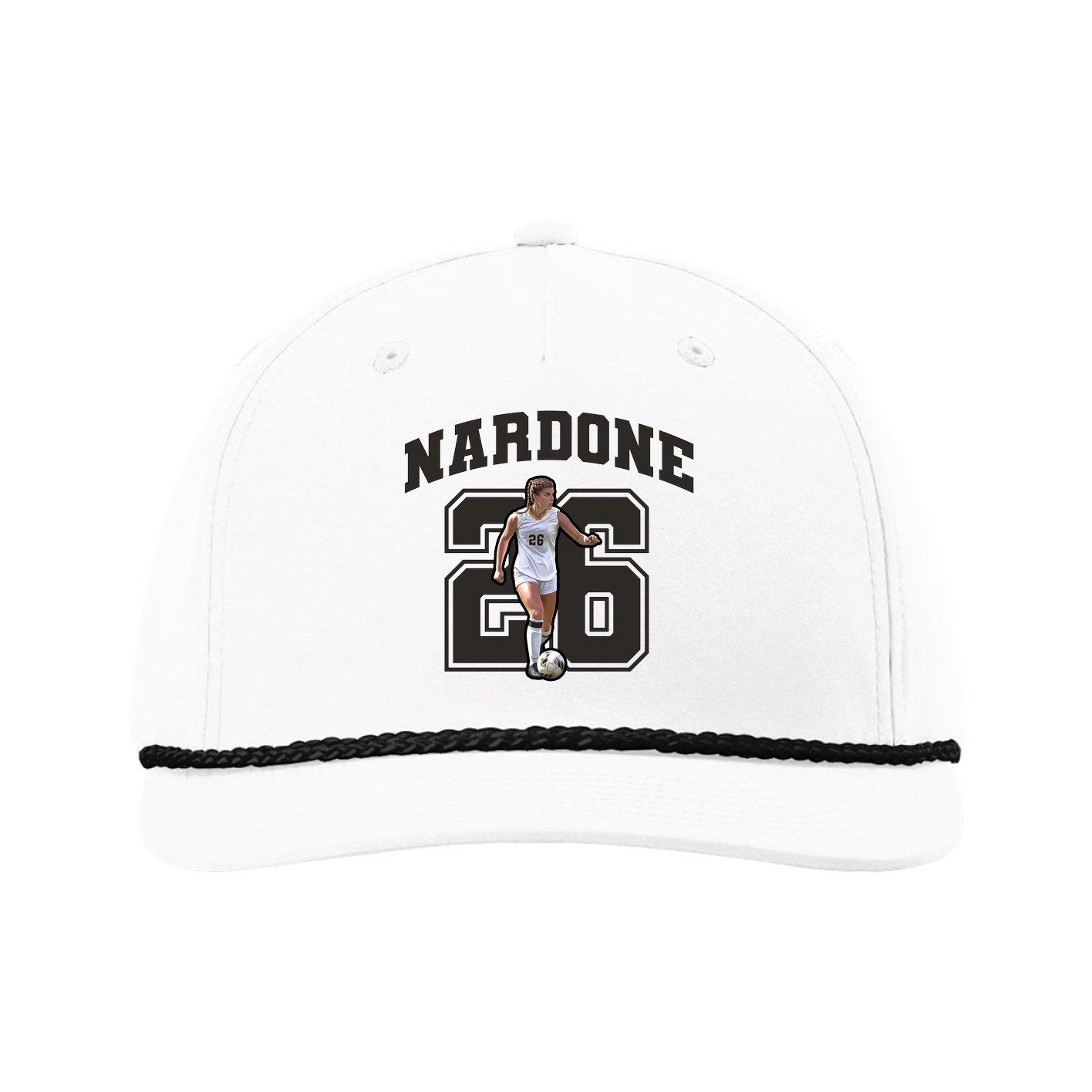 Five-Panel Classic Rope Cap — Number in White