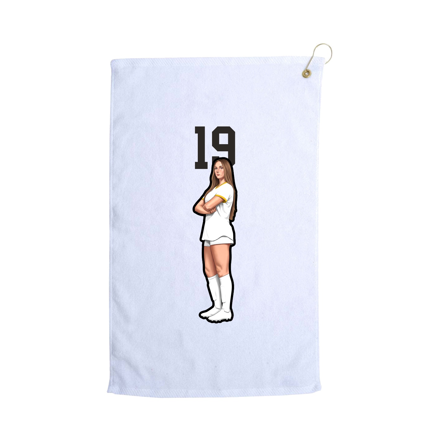 Golf Towel — Number Top in White