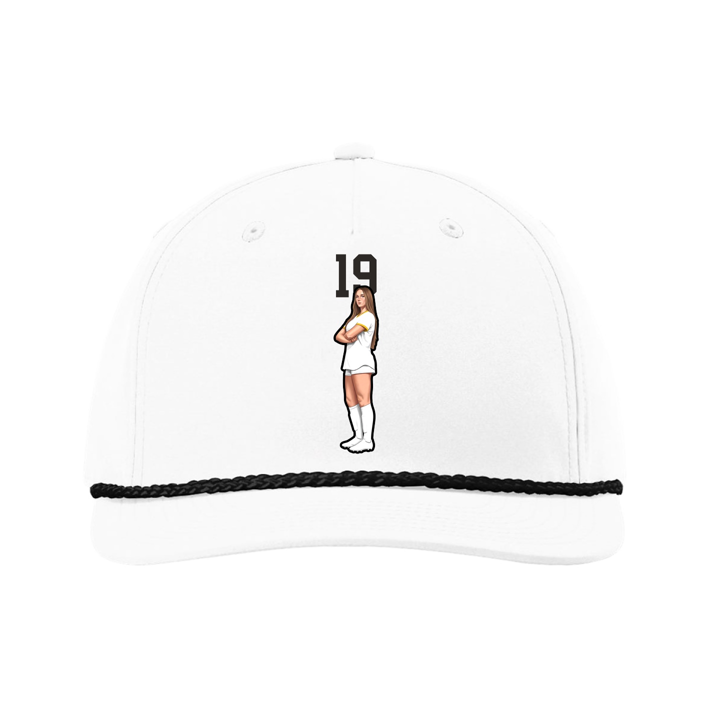 Five-Panel Classic Rope Cap — Number Top in White