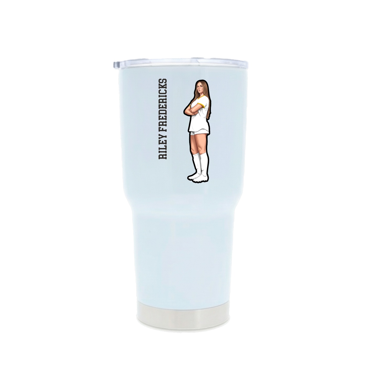 30oz Stainless Steel Tumbler — Name Vertical in White