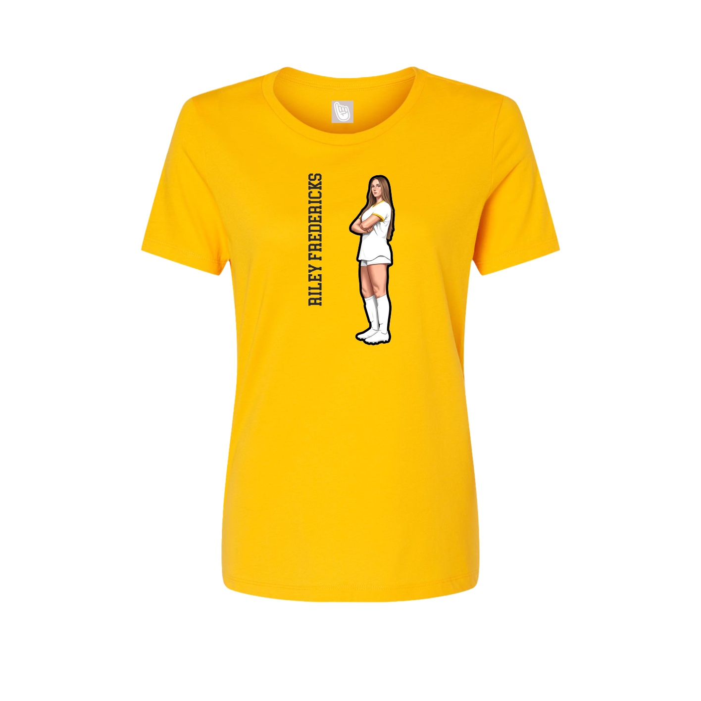 Fitted Women's Tee — Name Vertical in Gold