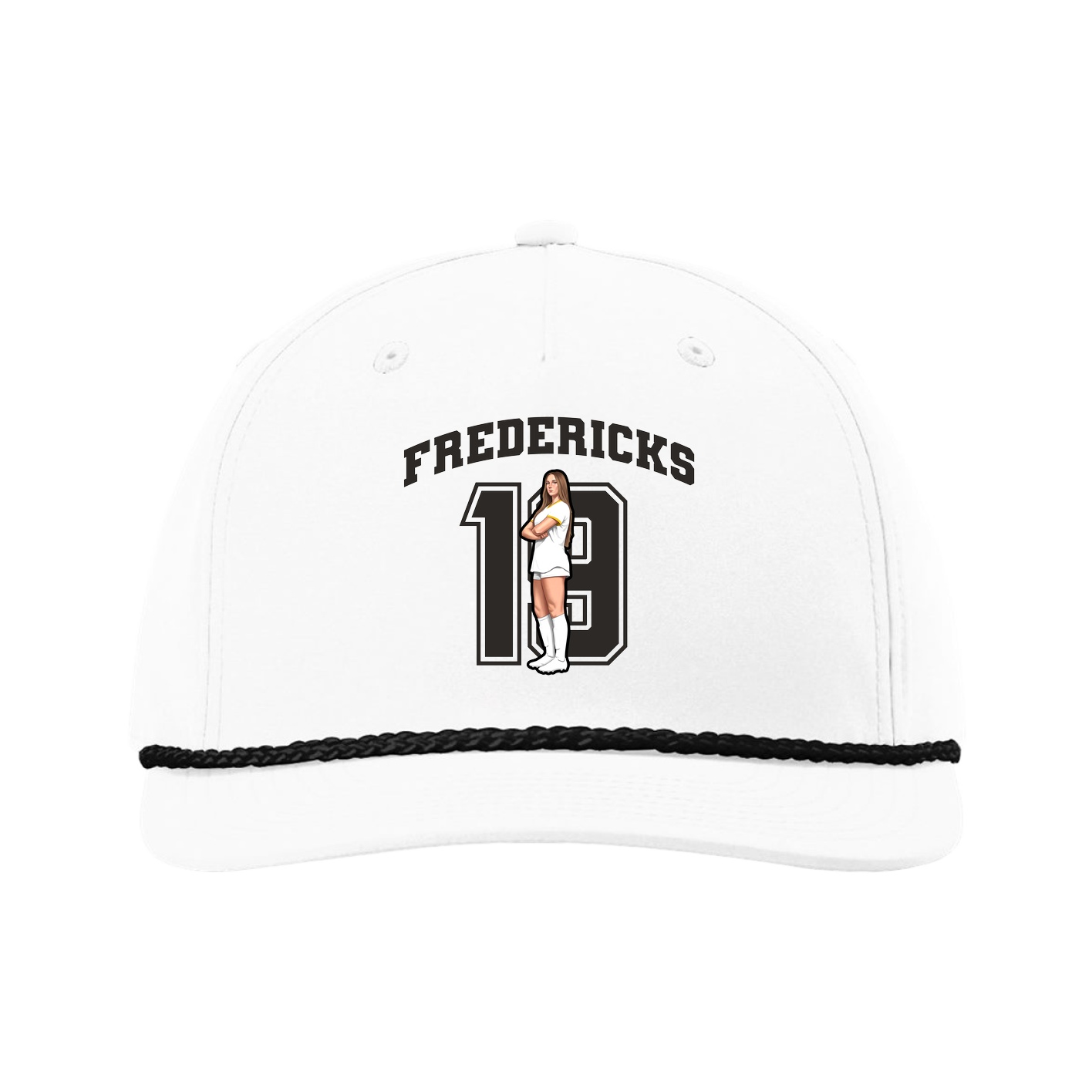 Five-Panel Classic Rope Cap — Number in White