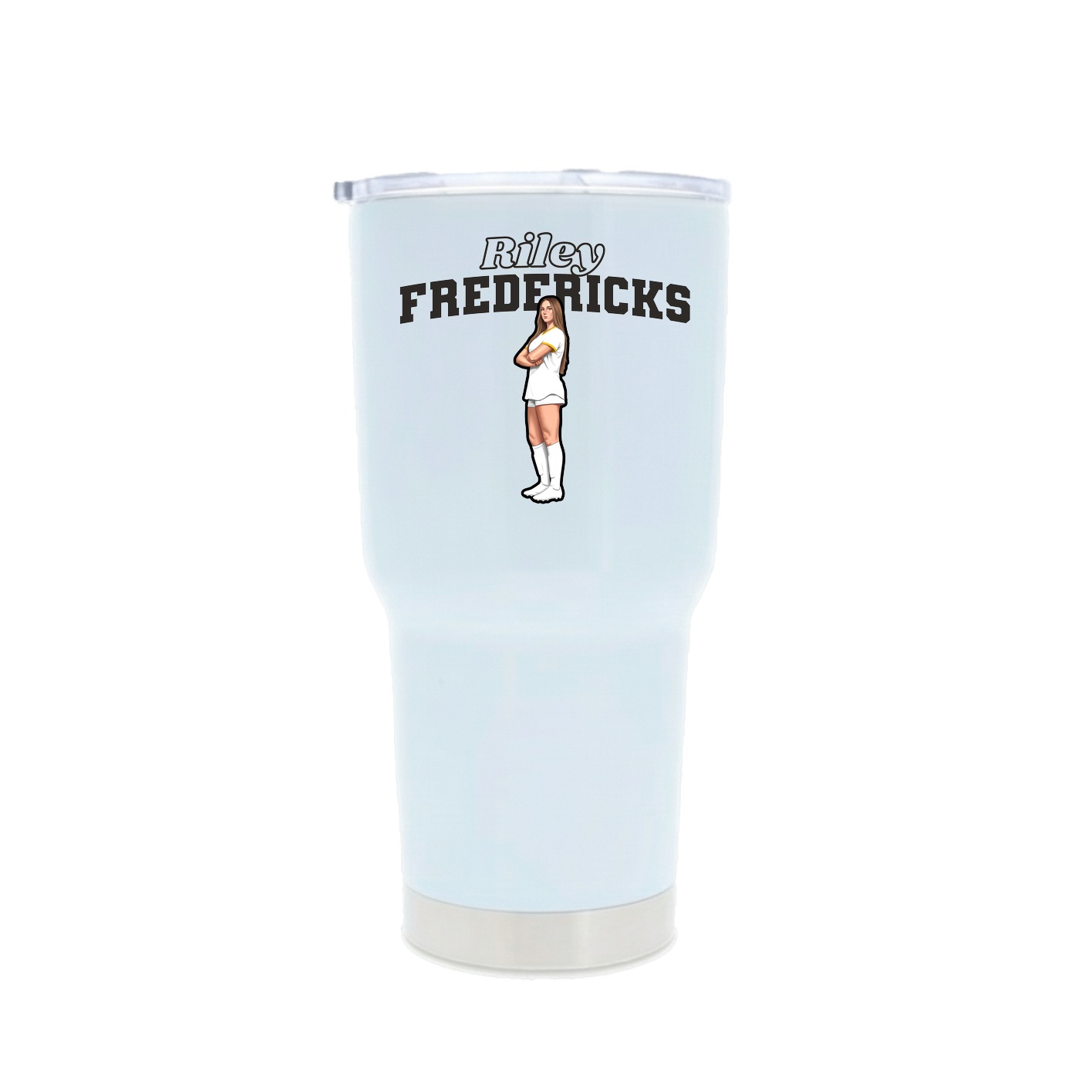 30oz Stainless Steel Tumbler — Name Arch in White
