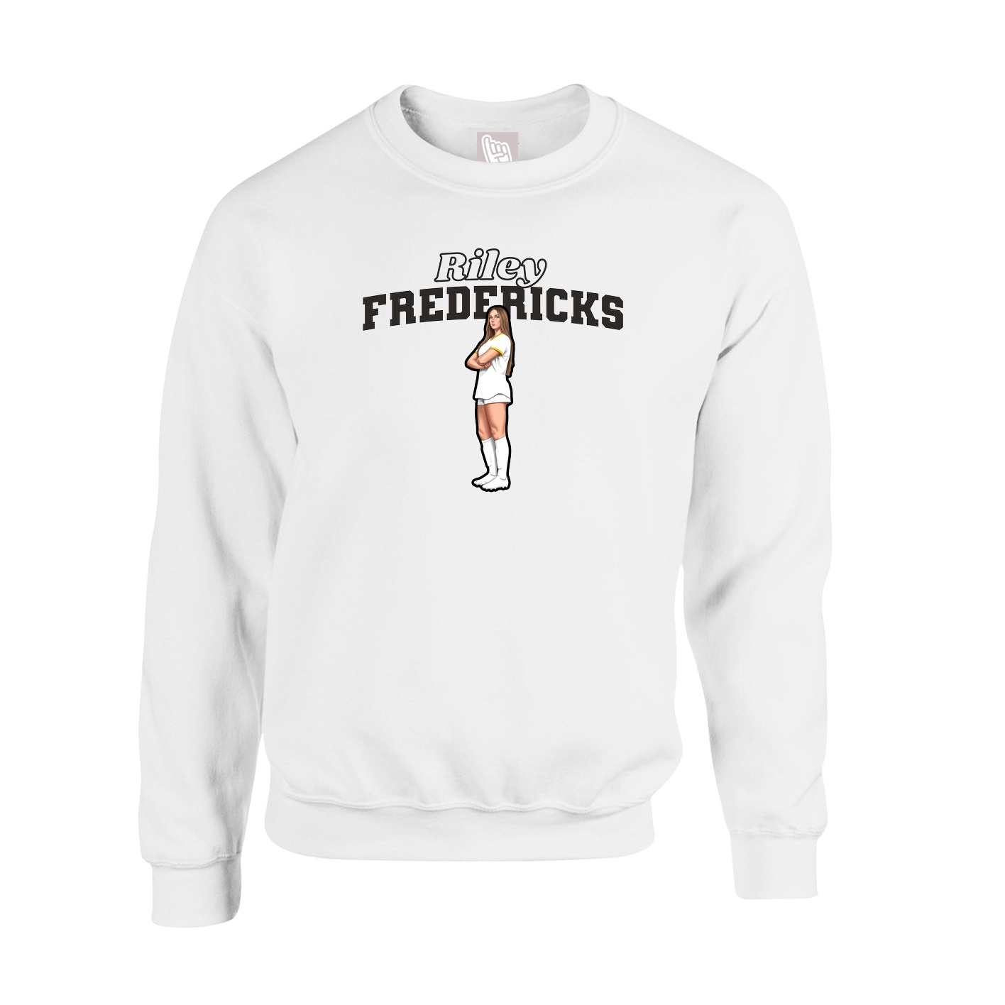 Fleece Crew — Name Arch in White
