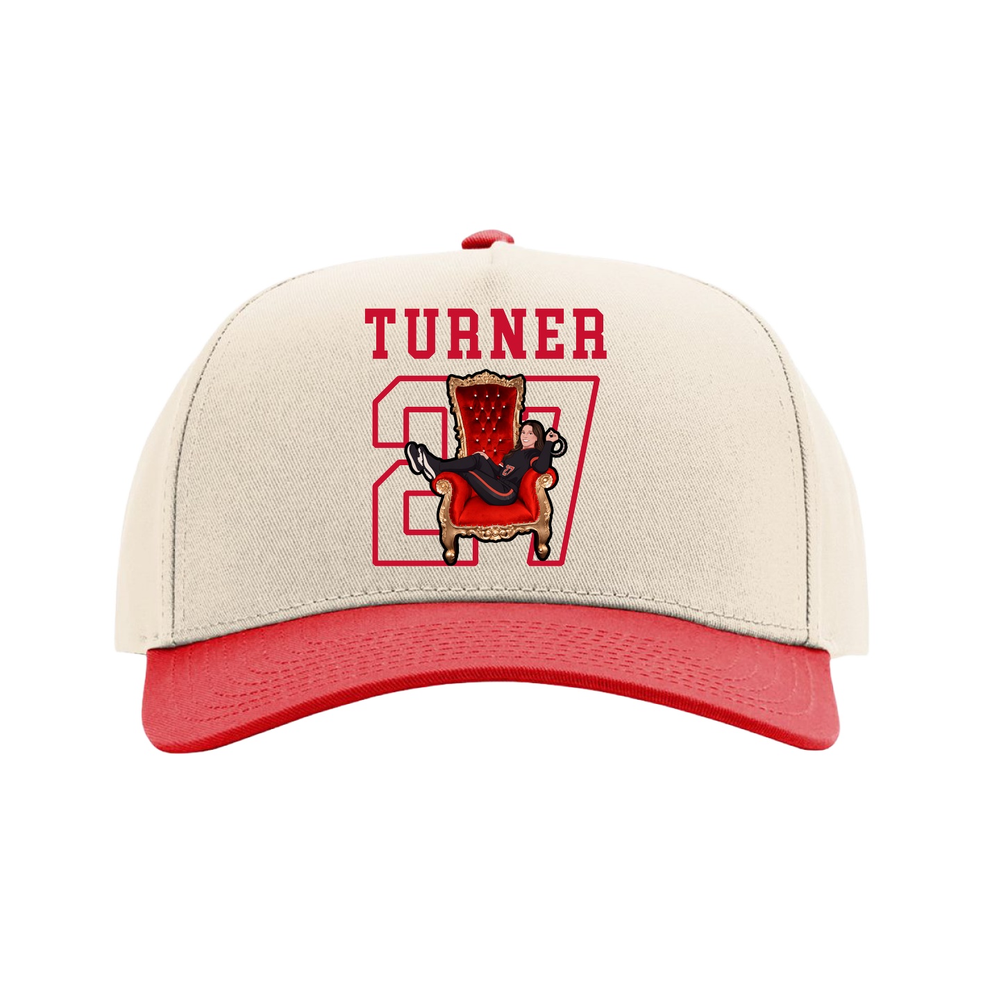Full Fabric Five-Panel Champ Cap — Shirsey in Cream/Red