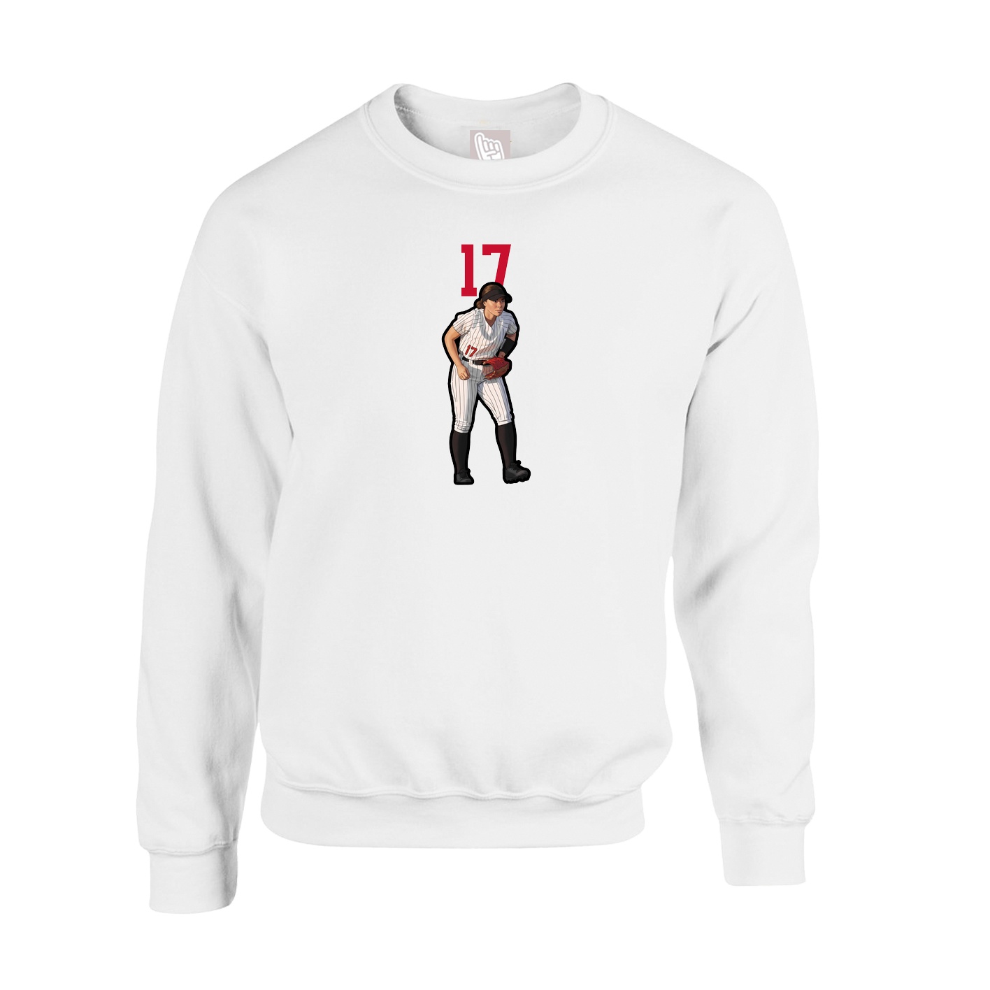 Fleece Crew — Number Top in White