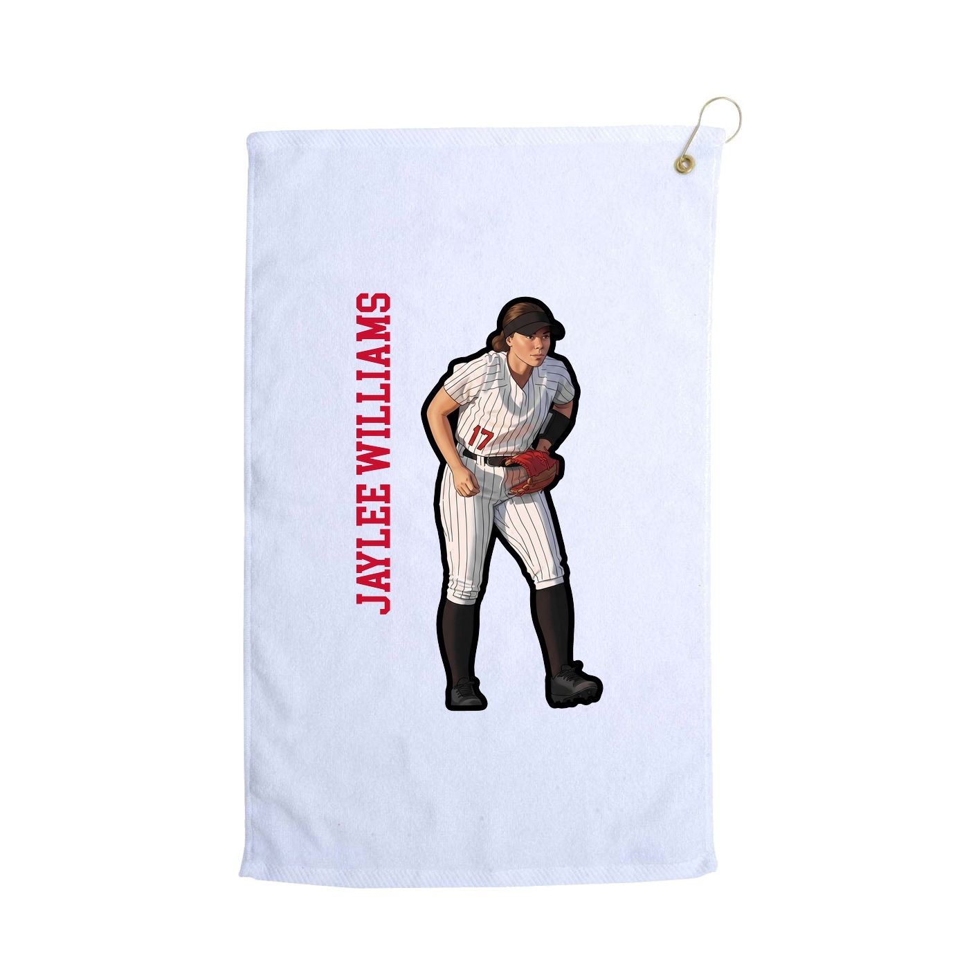 Golf Towel — Name Vertical in White