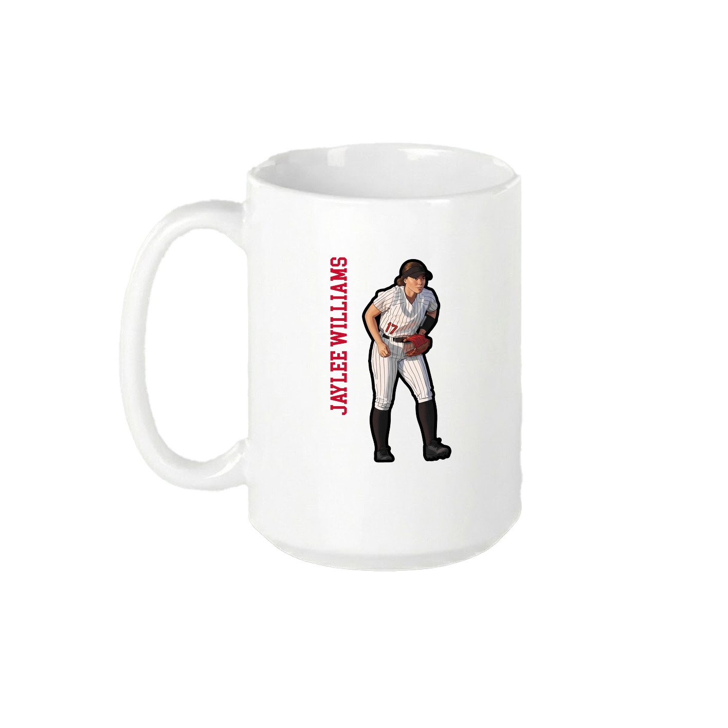 15oz Coffee Mug — Name Vertical in White