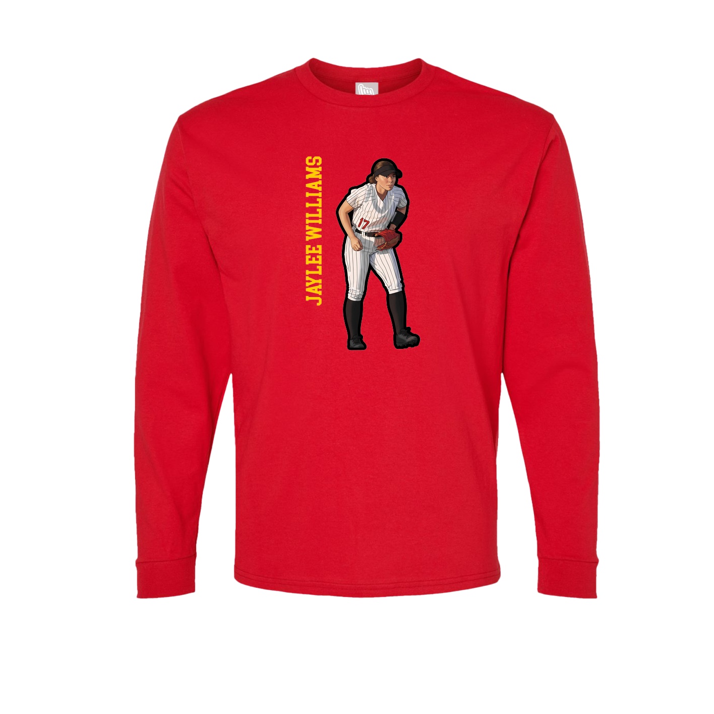 Long Sleeve Tee — Name Vertical in Red