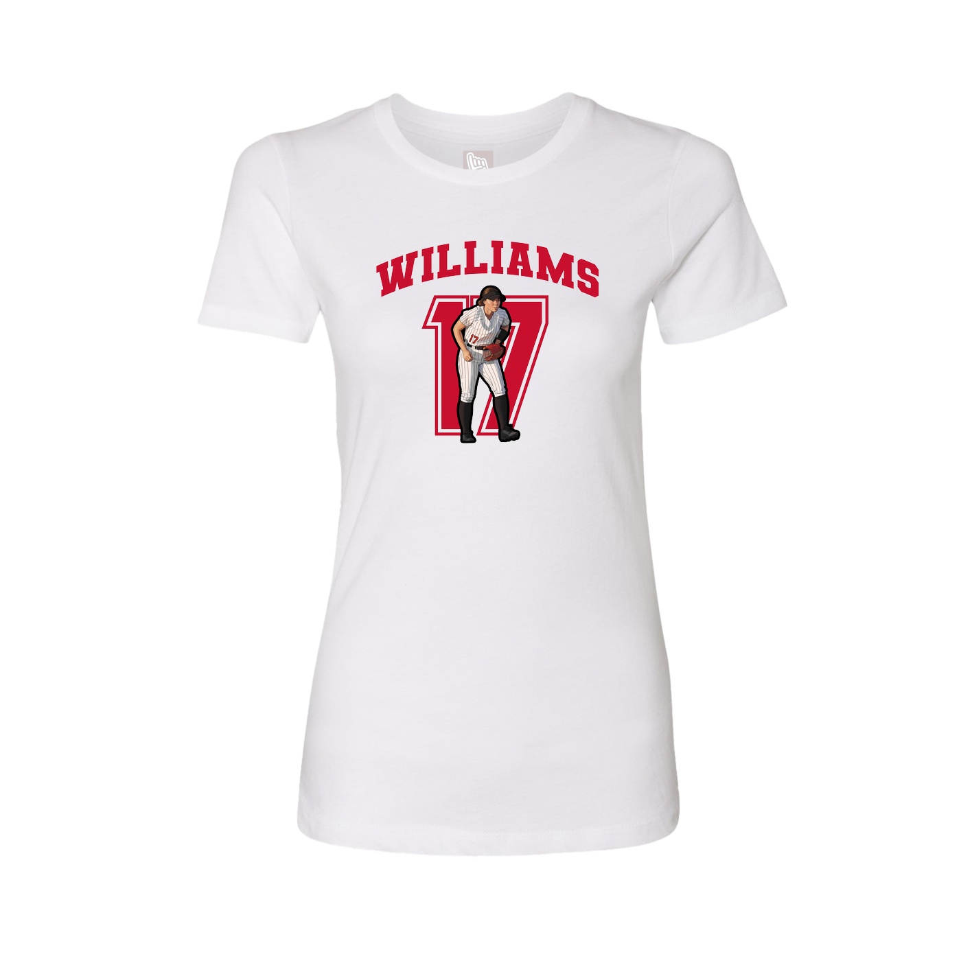 Fitted Women's Tee — Number in White