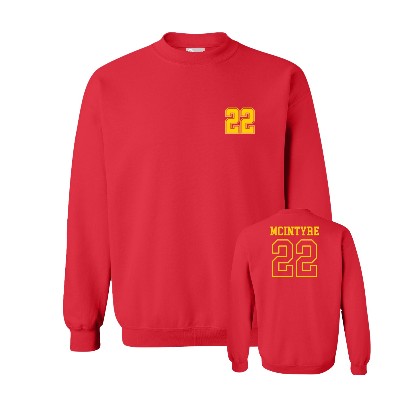 Fleece Crew — Chest Back in Red