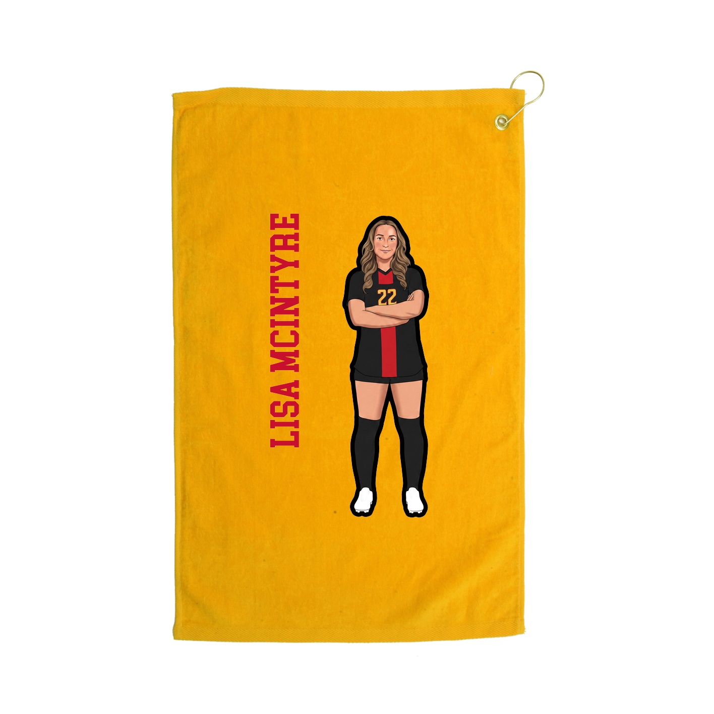 Golf Towel — Name Vertical in Gold
