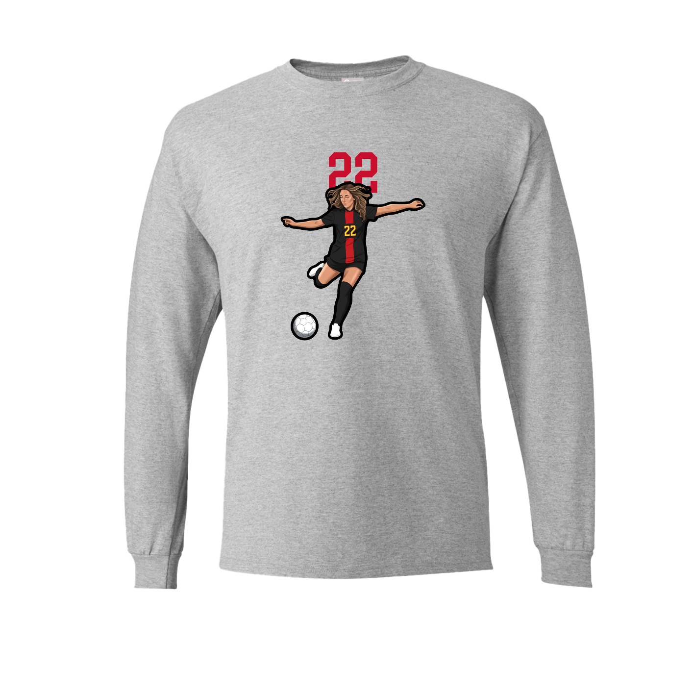 Long Sleeve Tee — Number Top in Grey