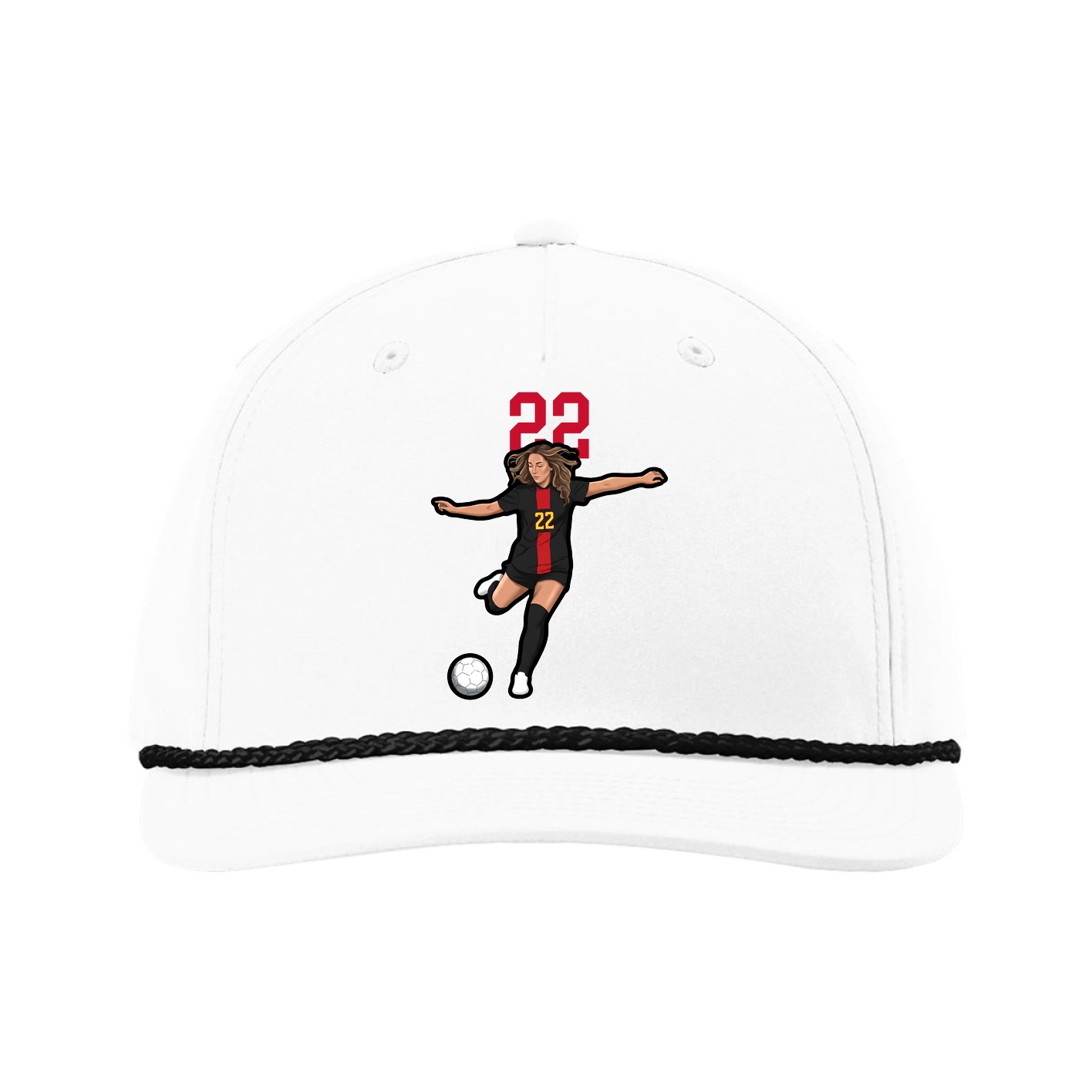 Five-Panel Classic Rope Cap — Number Top in White