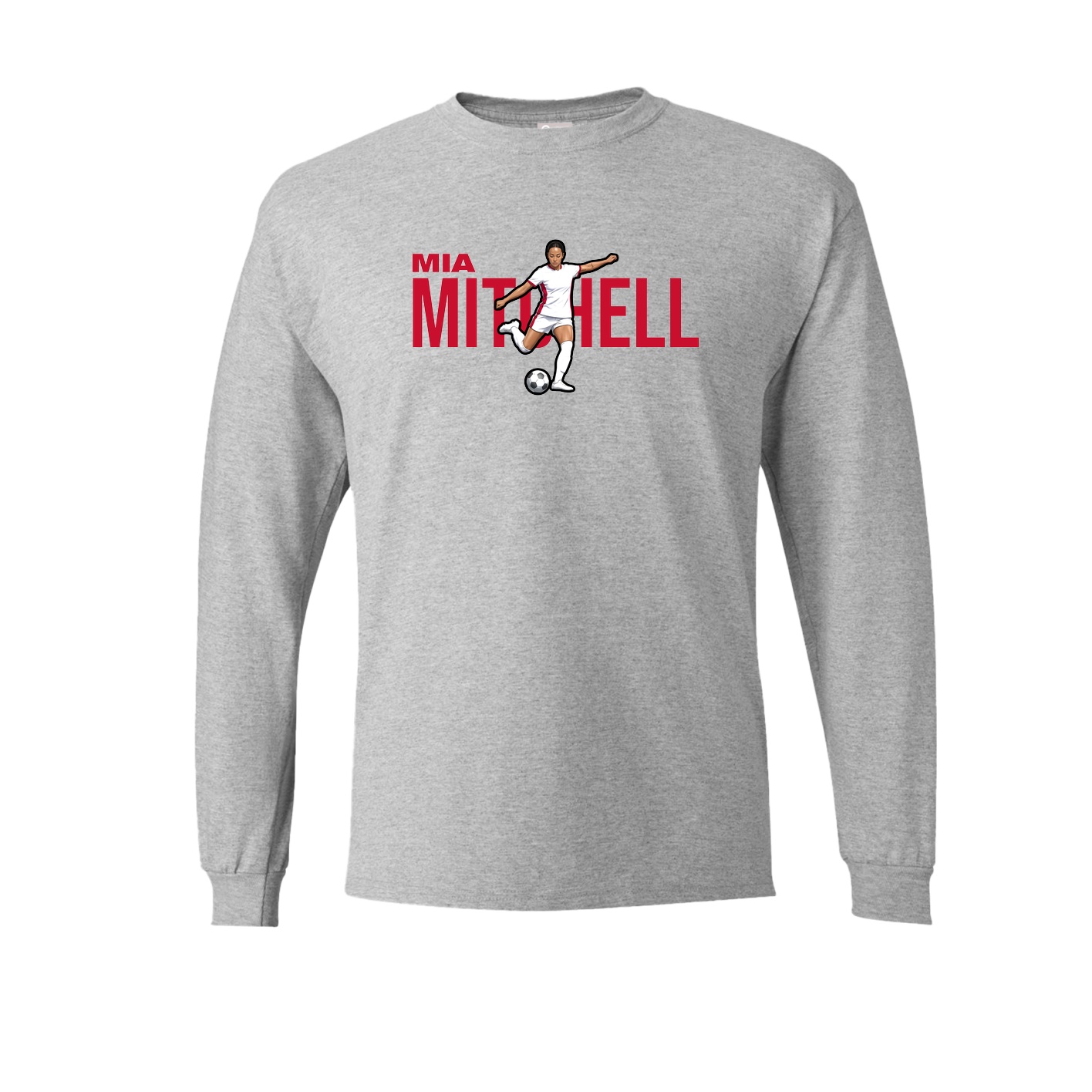 Long Sleeve Tee — Player Name in Grey