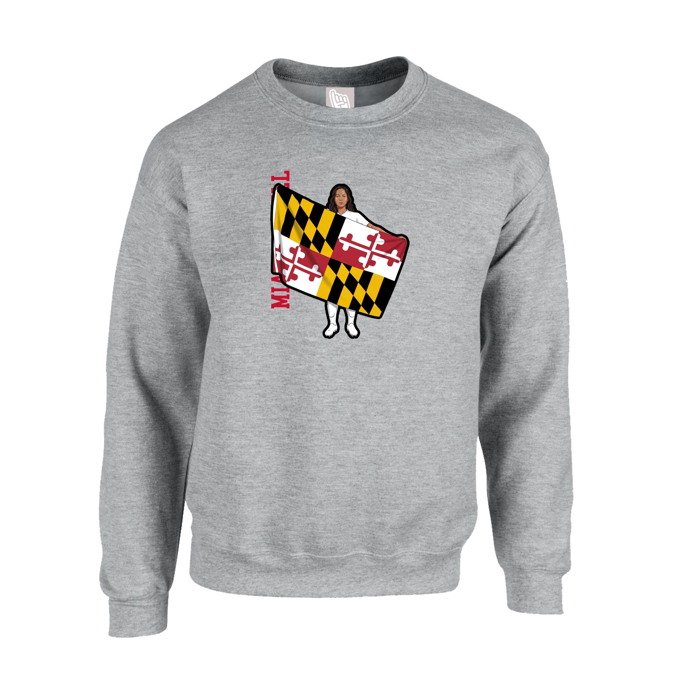 Fleece Crew — Name Vertical in Grey
