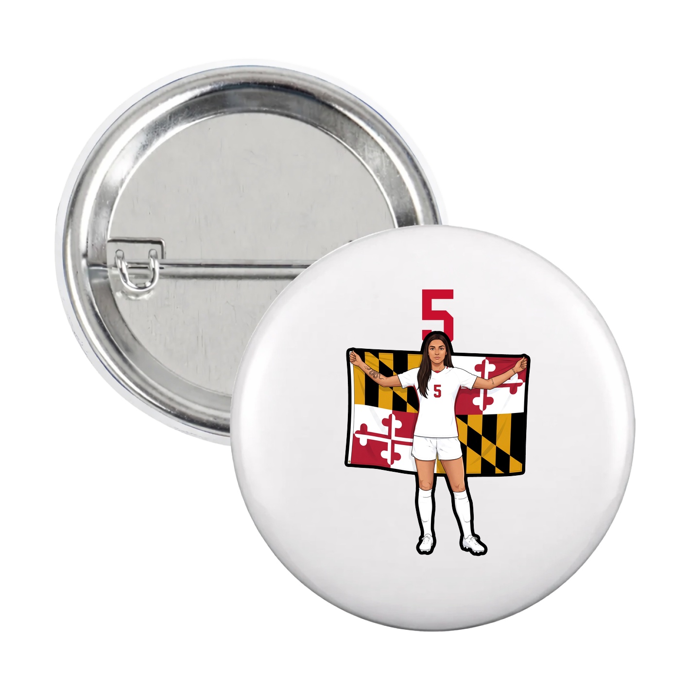 Game Day Button — Number Top in White