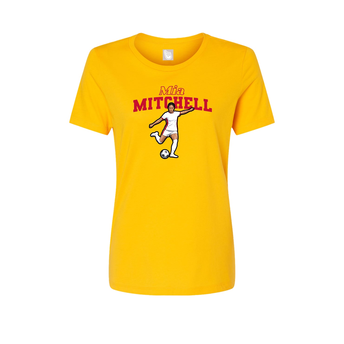 Fitted Women's Tee — Name Arch in Gold
