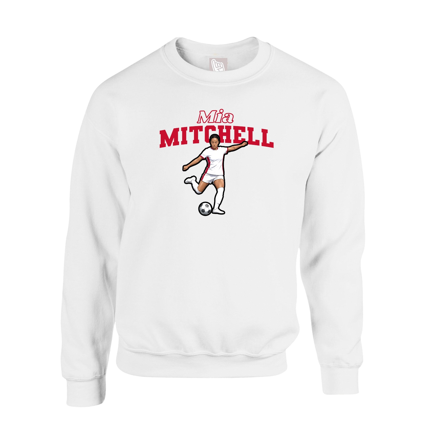 Fleece Crew — Name Arch in White