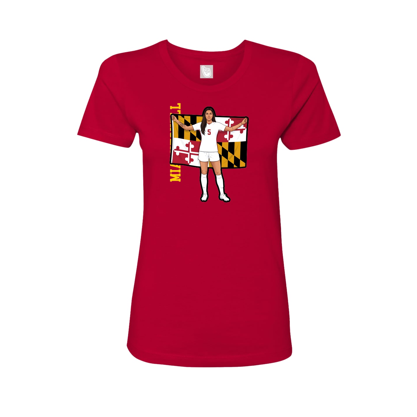 Fitted Women's Tee — Name Vertical in Red