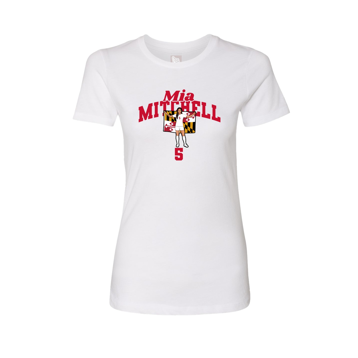 Fitted Women's Tee — Signature Arch in White