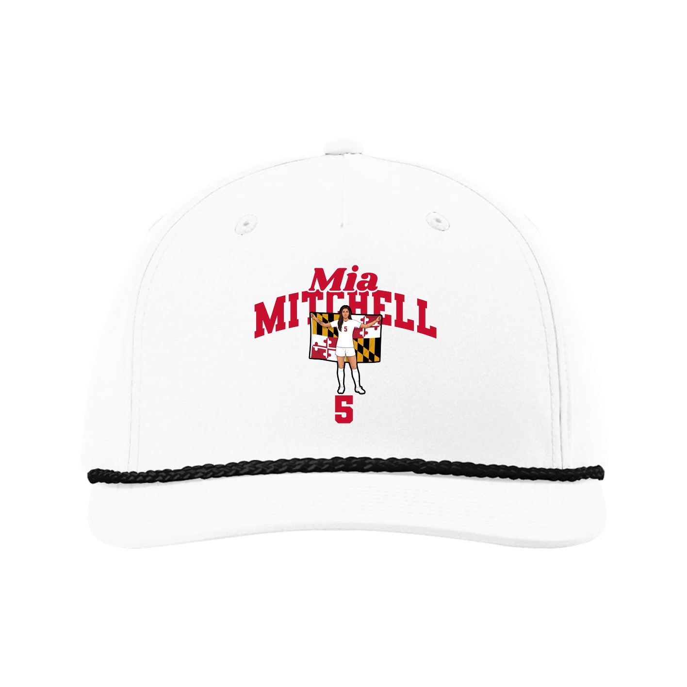 Five-Panel Classic Rope Cap — Signature Arch in White