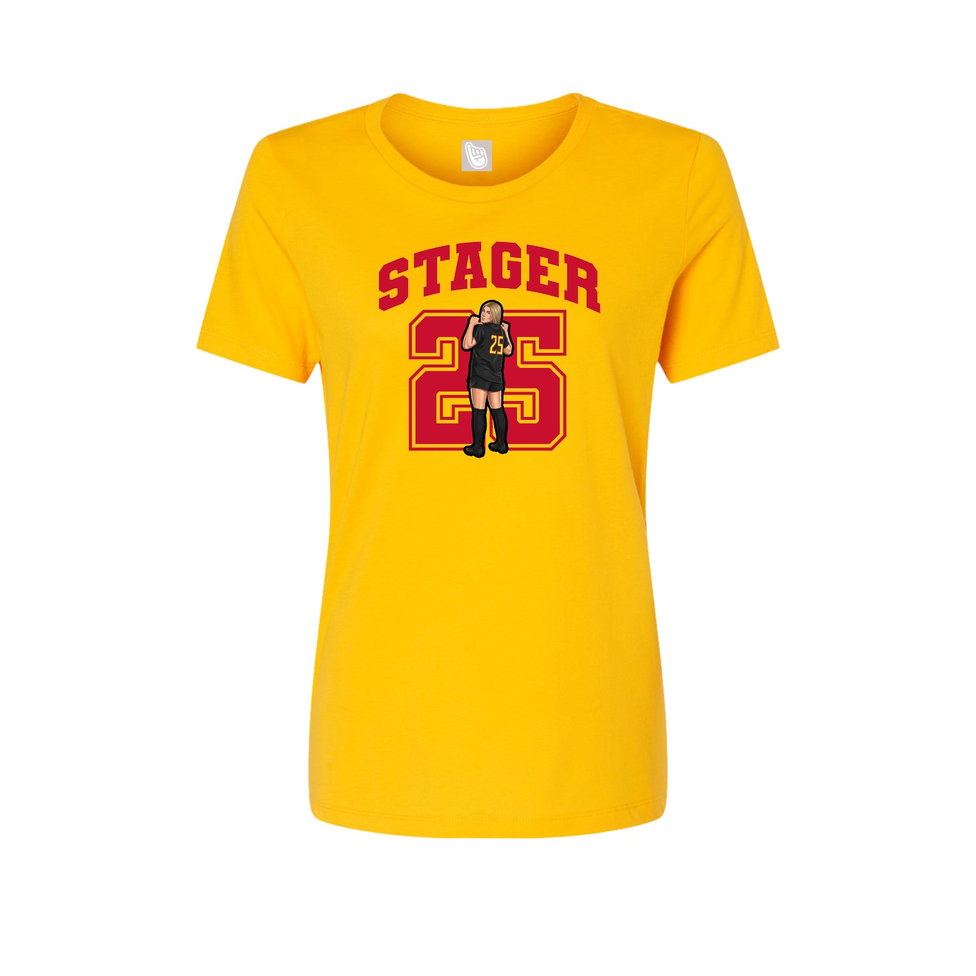 Fitted Women's Tee — Number in Gold