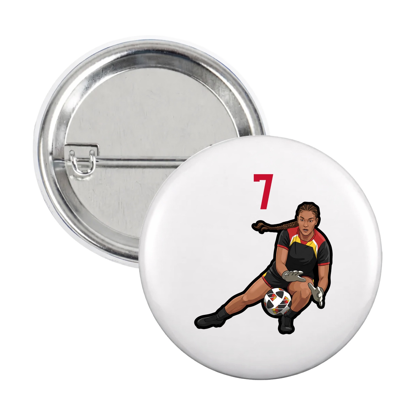 Game Day Button — Number Top in White