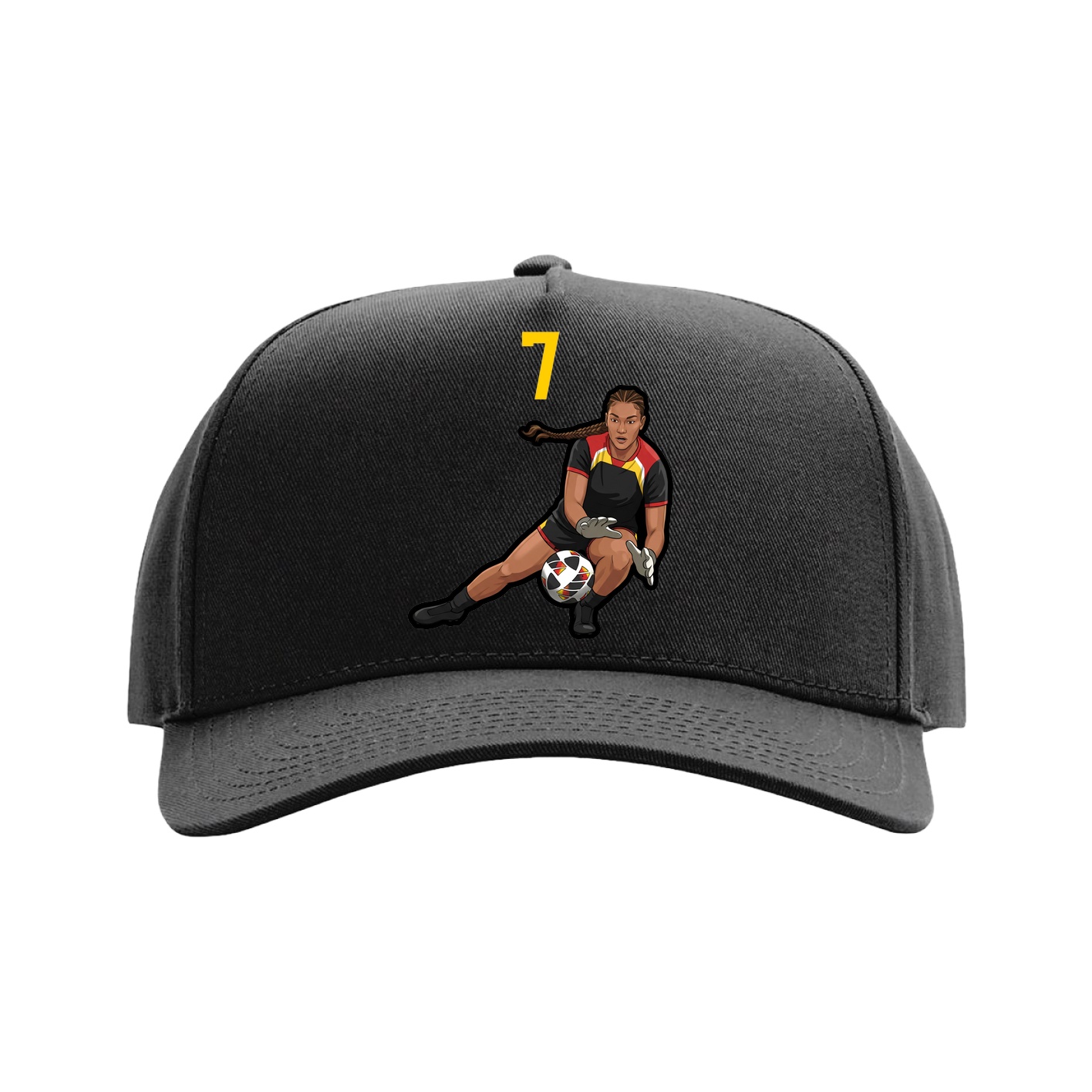 Full Fabric Five-Panel Champ Cap — Number Top in Black